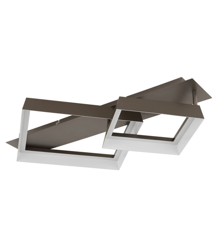 Syrakus Twin Square Semi Flush Ceiling Light Matt Coffee LED 3000K-3