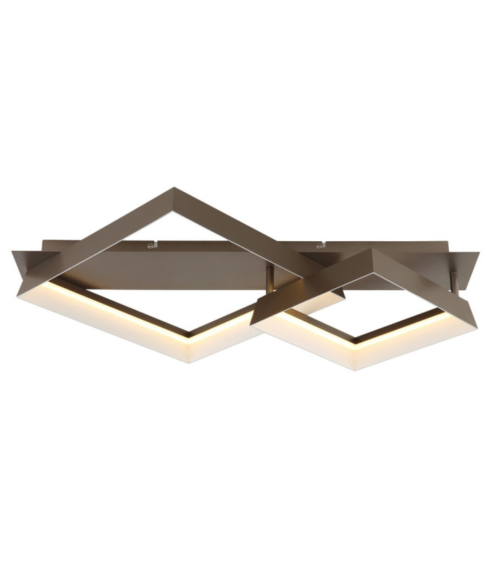 Syrakus Twin Square Semi Flush Ceiling Light Matt Coffee LED 3000K-4
