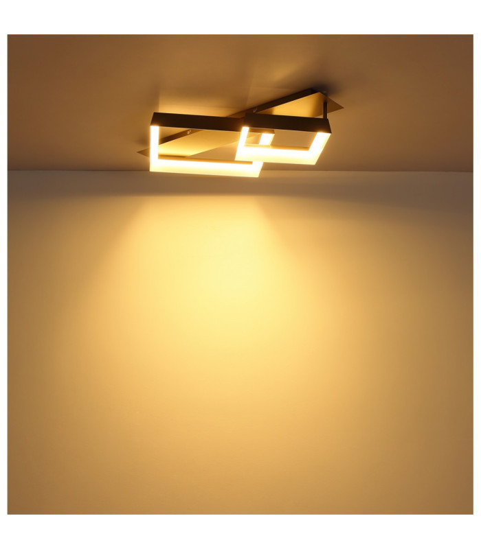 Syrakus Twin Square Semi Flush Ceiling Light Matt Coffee LED 3000K-6