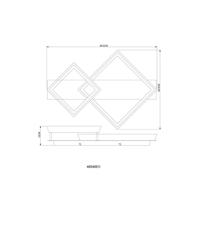 Syrakus Twin Square Semi Flush Ceiling Light Matt Coffee LED 3000K-7