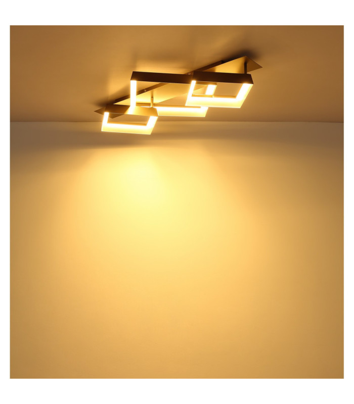 Syrakus Tripple Square Semi Flush Ceiling Light Matt Coffee LED 3000K-6