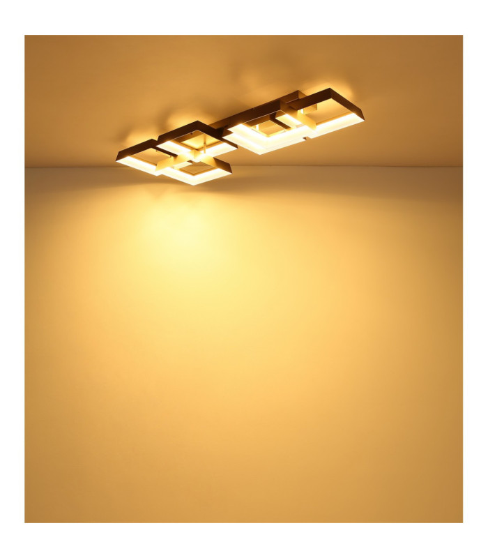 Syrakus 6 Square Semi Flush Ceiling Light Matt Coffee LED 3000K-6