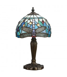 1 Light Table Lamp Dark Bronze, Blue, Tiffany Style Glass, E14 - 1