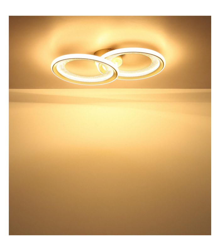 Glitra Twin Ring Semi Flush Ceiling Light Matt Sand LED 3000K-5