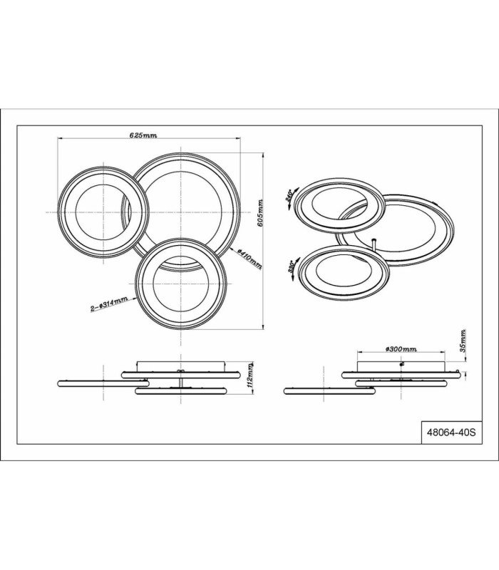 Glitra Tripple Ring Semi Flush Ceiling Light Matt Sand LED 3000K-6