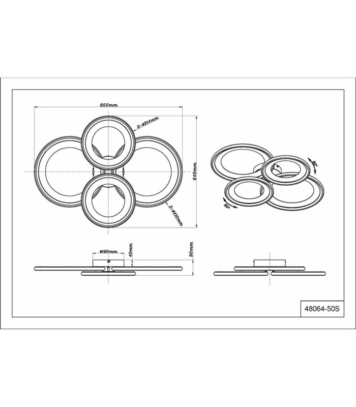 Glitra Quad Ring Semi Flush Ceiling Light Matt Sand LED 3000K-6