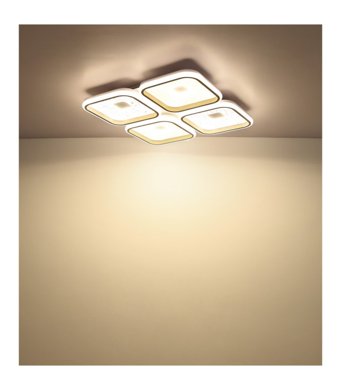Mosaiko 4 Square Semi Flush Ceiling Light Matt White LED 2700/6000K-8