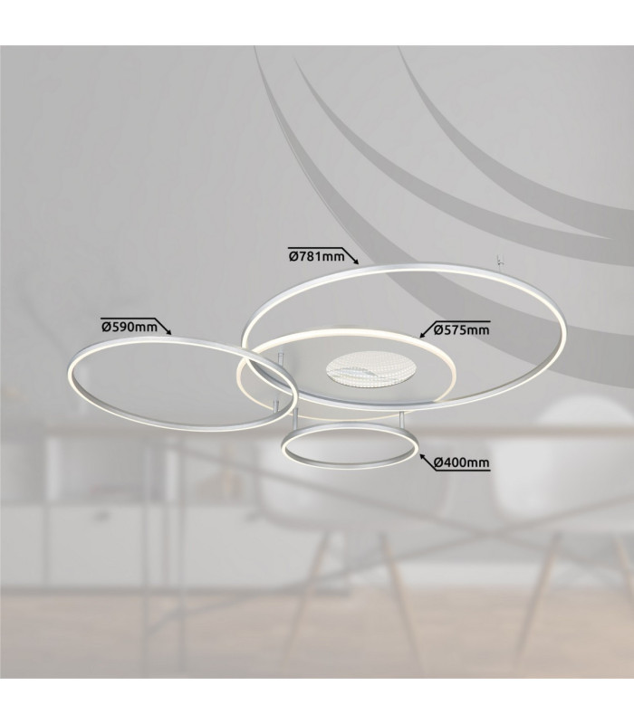 Invertina Semi Flush Ceiling Light Brushed Silver LED 2700/6500K-13