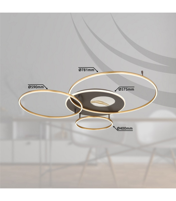 Invertina Semi Flush Ceiling Light Brushed Gold LED 2700/6500K-9