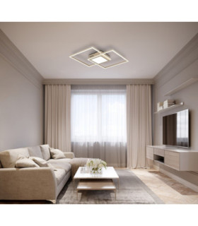 Saunders Twin Square Semi Flush Ceiling Light Matt Sand LED 2700/6500K-2