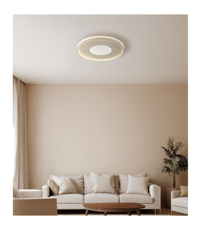 Shirley 50cm Semi Flush Ceiling Light Matt Sand LED 2700/6500K-9