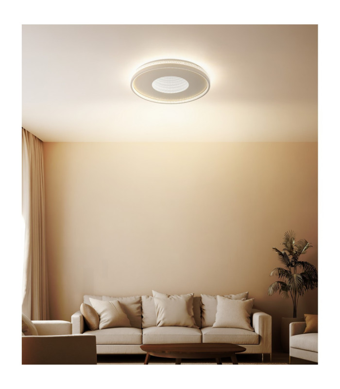 Shirley 50cm Semi Flush Ceiling Light Matt Sand LED 2700/6500K-10