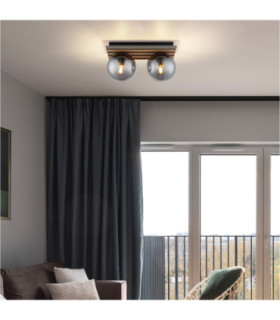 Parsons Globe Ceiling Light Matt Black 2x E27-2