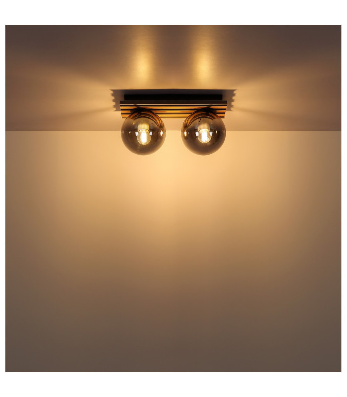 Parsons Globe Ceiling Light Matt Black 2x E27-6