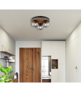 Parsons Globe Ceiling Light Matt Black 3x E27-2