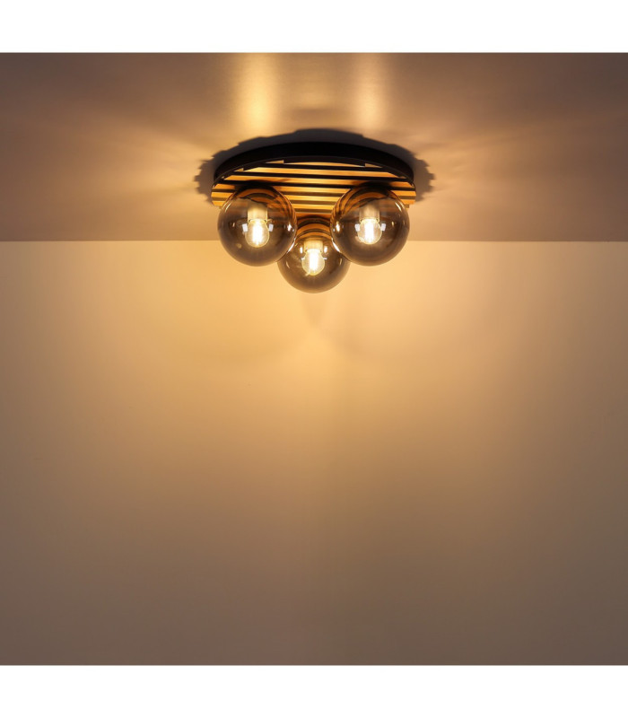 Parsons Globe Ceiling Light Matt Black 3x E27-5