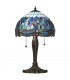 2 Light Small Table Lamp Dark Bronze, Blue, Tiffany Style Glass, E27 - 1