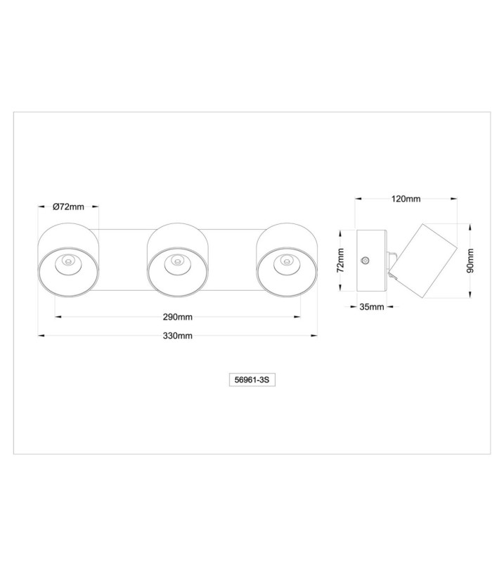 Rae Ceiling Spotlight Bar Matt Sand 3x LED 3000K-8