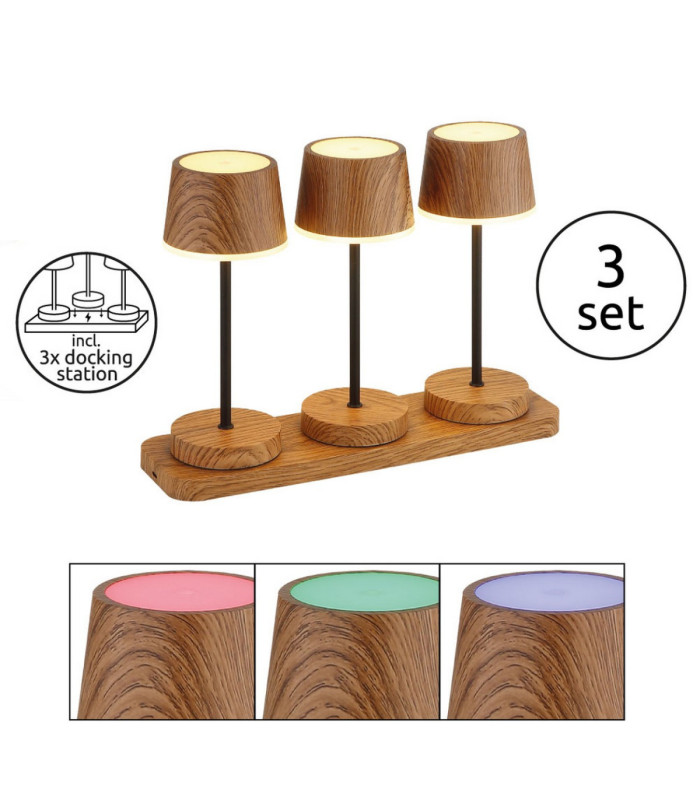 Dawson Table Lamp Dark Wood RGBW LED 3000K IP54