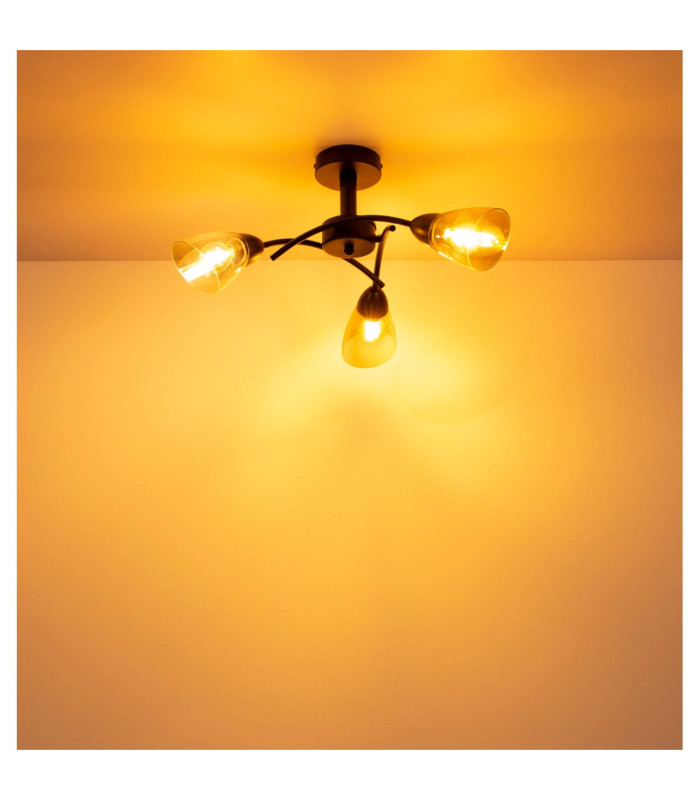 Paula Multi Arm Semi Flush Ceiling Lamp Matt Black 3x E14-6