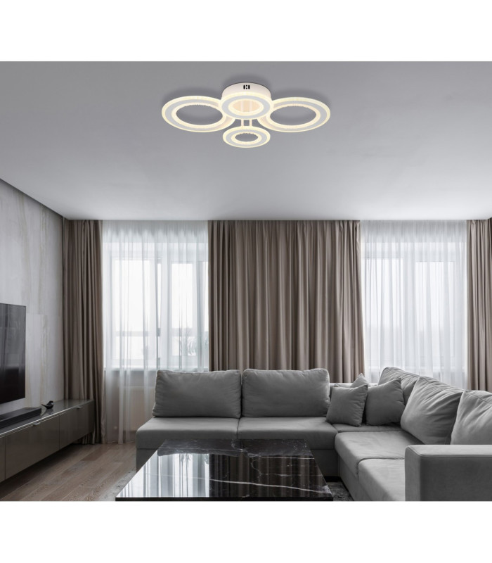 Anthony Semi Flush Ceiling Light Matt White LED 3000/4200/6500K-2