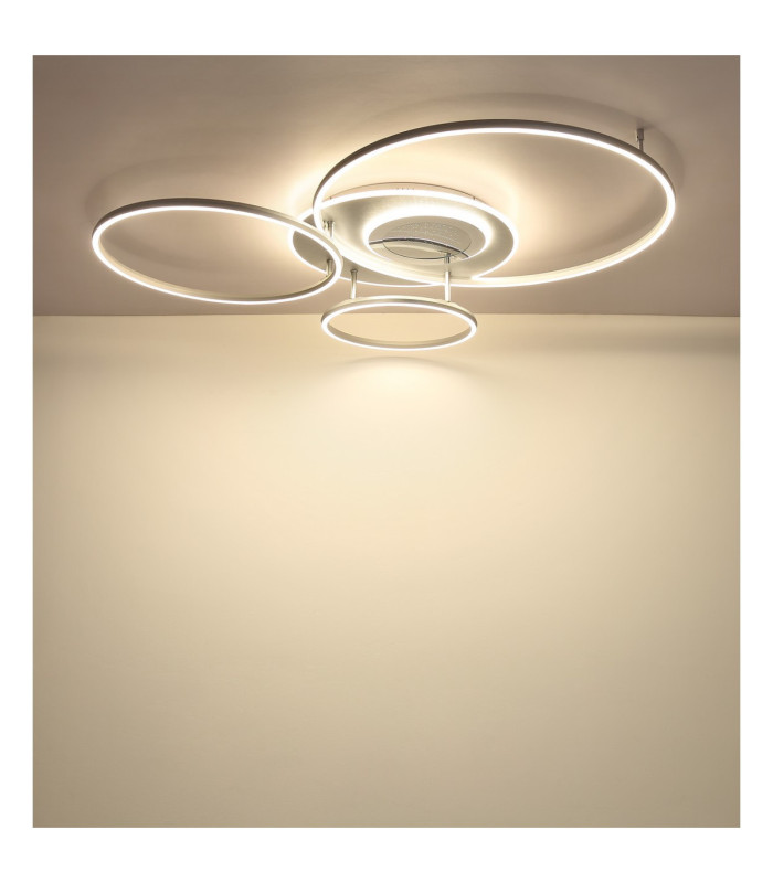 Johnson I Semi Flush Ceiling Light Brushed Silver LED 2700/6500K-8