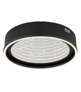 Mirrora 40cm Semi Flush Ceiling Light Matt Black Glass Mirror LED 2700/6500K-1