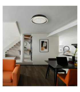 Mirrora 40cm Semi Flush Ceiling Light Matt Black Glass Mirror LED 3000/4000/6000K-2