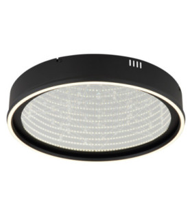 Mirrora 50cm Semi Flush Ceiling Light Matt Black Glass Mirror LED 2700/6500K-1