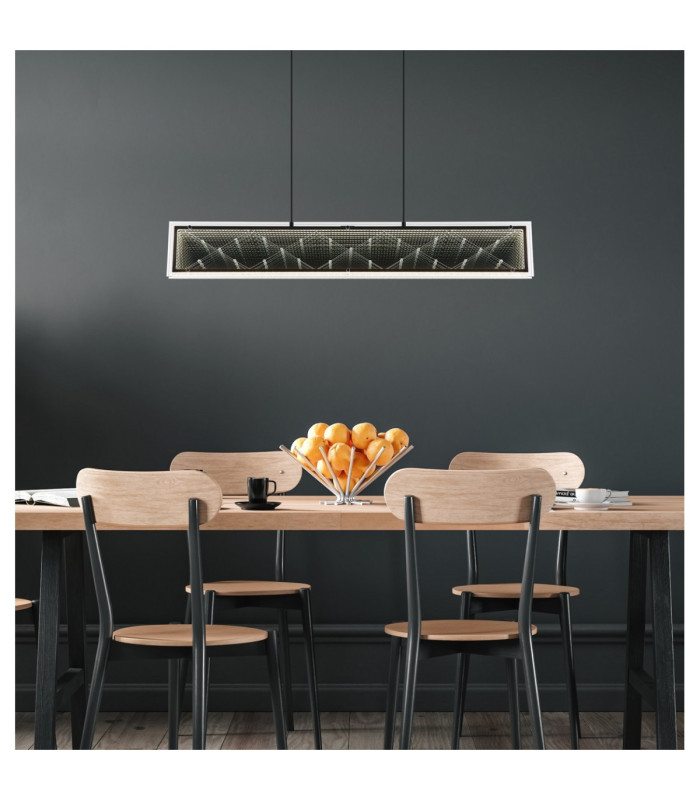 Mirrora Bar Pendant Ceiling Light Matt Black Glass Mirror LED 2700/6500K-12