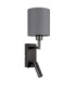 Zamora Reading Wall Light Matt Gunmetal Textile Grey Shade E27-3