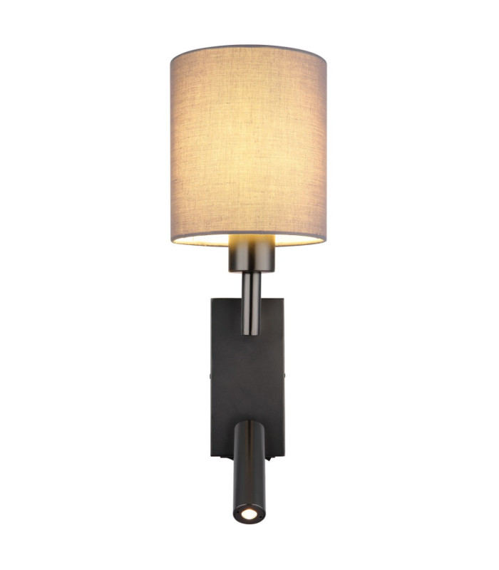 Zamora Reading Wall Light Matt Gunmetal Textile Grey Shade E27-4