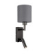 Zamora Reading Wall Light Matt Gunmetal Textile Grey Shade E27-7