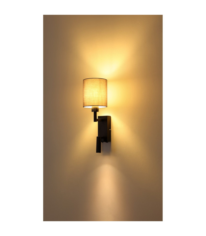 Zamora Reading Wall Light Matt Gunmetal Textile Grey Shade E27-9