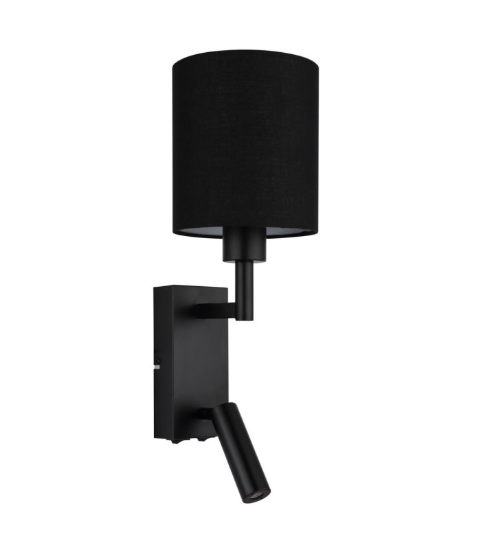 Zamora Reading Wall Light Matt Black Textile Black Shade E27-3