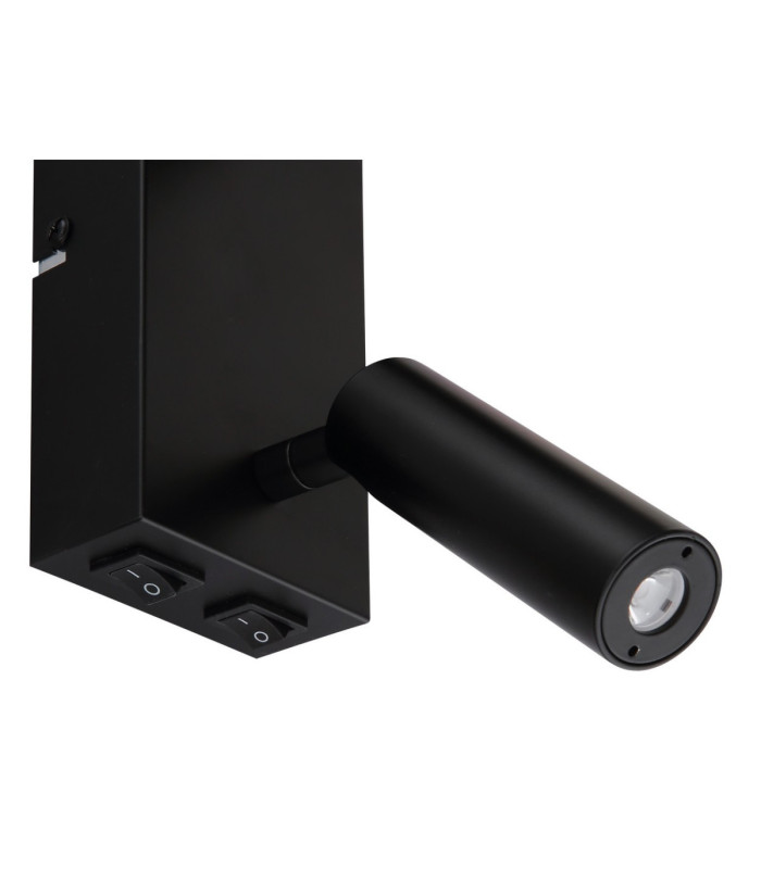 Zamora Reading Wall Light Matt Black Textile Black Shade E27-5