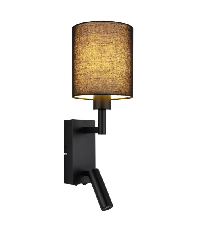 Zamora Reading Wall Light Matt Black Textile Black Shade E27-6