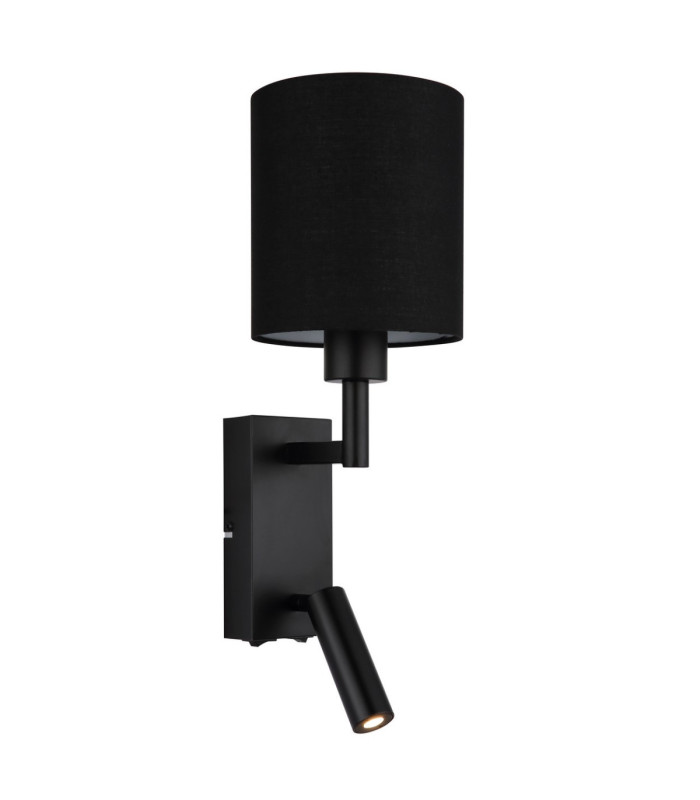 Zamora Reading Wall Light Matt Black Textile Black Shade E27-7