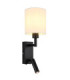 Zamora Reading Wall Light Matt Black Textile White Shade E27-1