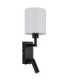 Zamora Reading Wall Light Matt Black Textile White Shade E27-3