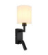 Zamora Reading Wall Light Matt Black Textile White Shade E27-6