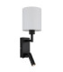 Zamora Reading Wall Light Matt Black Textile White Shade E27-7