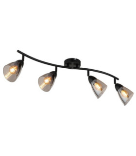 Paula Ceiling Spotlight Bar Matt Black Smoke Glass Shades 4x E14-1