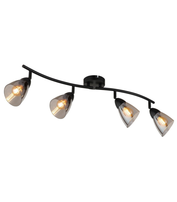Paula Ceiling Spotlight Bar Matt Black Smoke Glass Shades 4x E14-1