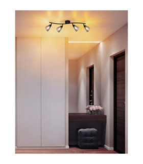 Paula Ceiling Spotlight Bar Matt Black Smoke Glass Shades 4x E14-2