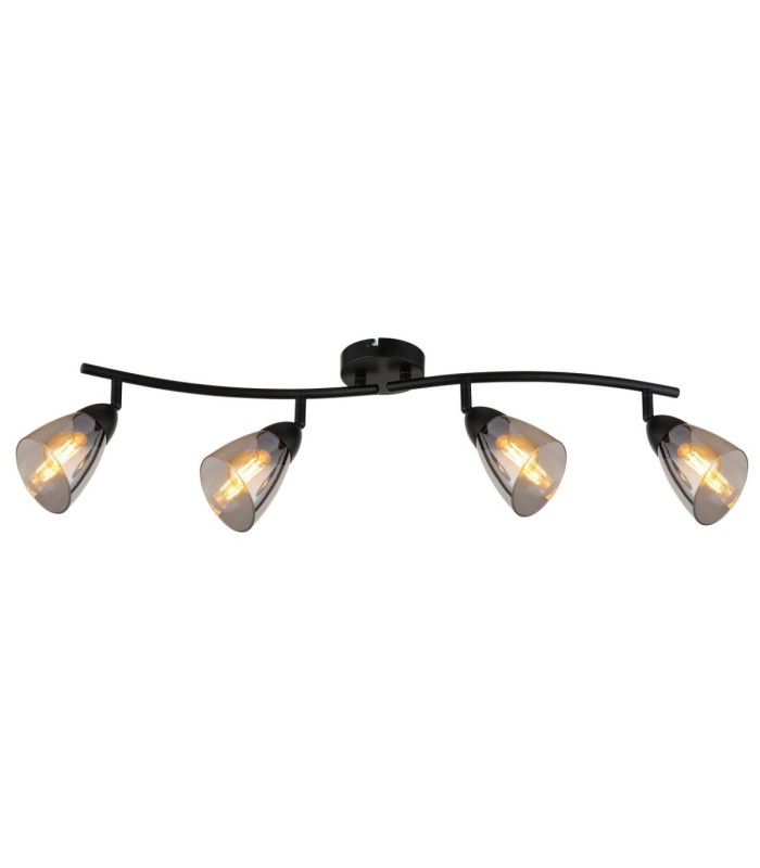 Paula Ceiling Spotlight Bar Matt Black Smoke Glass Shades 4x E14-4