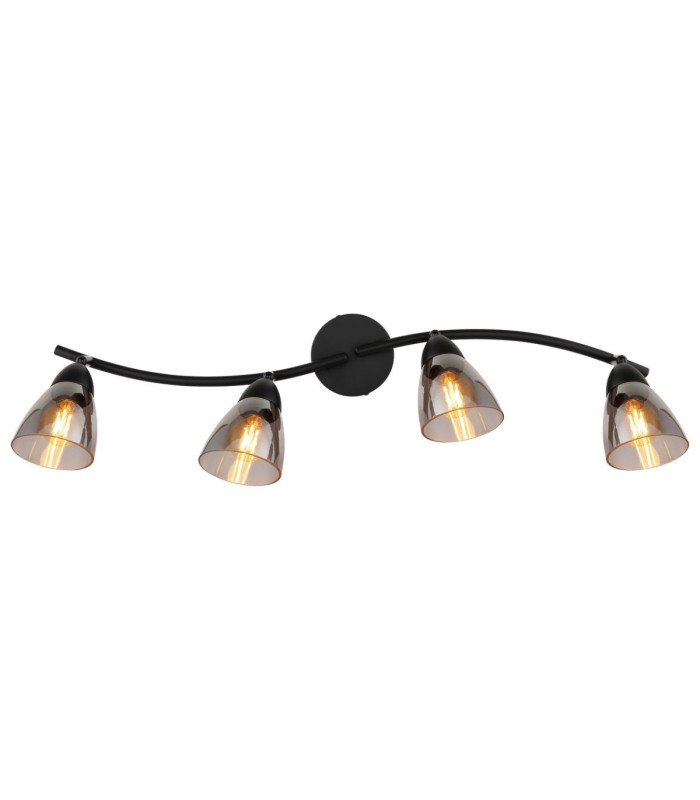 Paula Ceiling Spotlight Bar Matt Black Smoke Glass Shades 4x E14-5