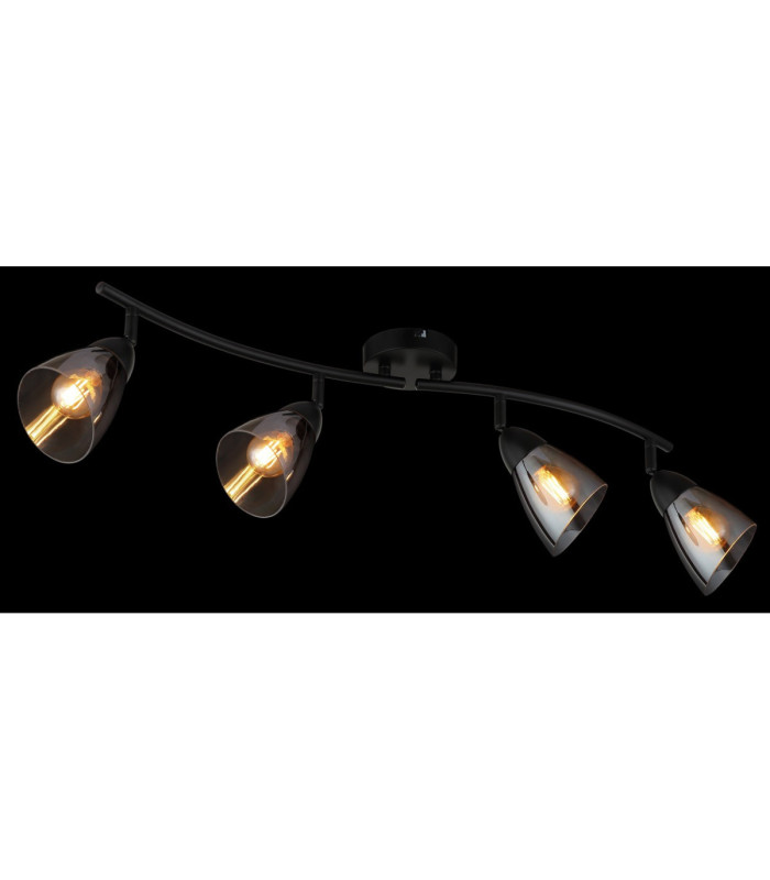 Paula Ceiling Spotlight Bar Matt Black Smoke Glass Shades 4x E14-6