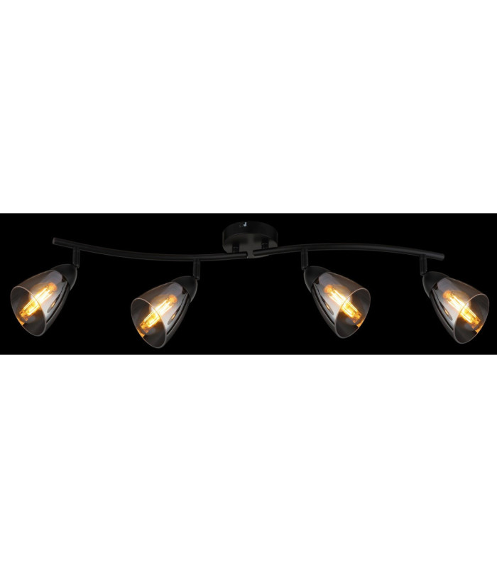 Paula Ceiling Spotlight Bar Matt Black Smoke Glass Shades 4x E14-7