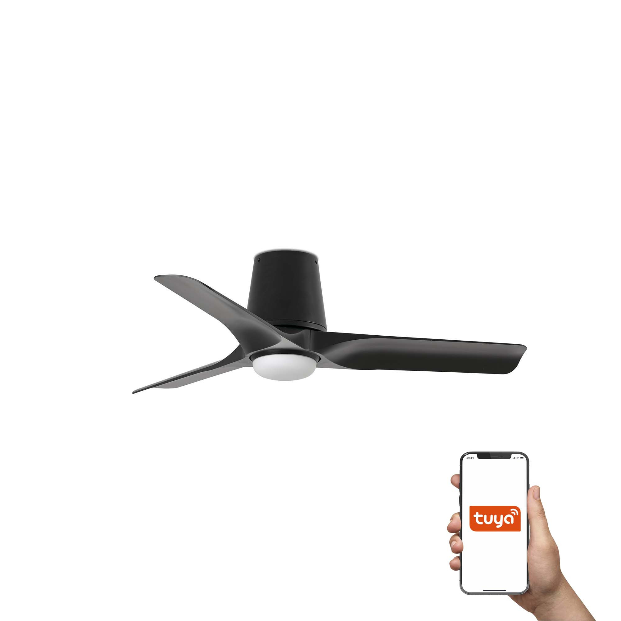 Hey Tub Small 90cm LED Smart Ceiling Fan Black